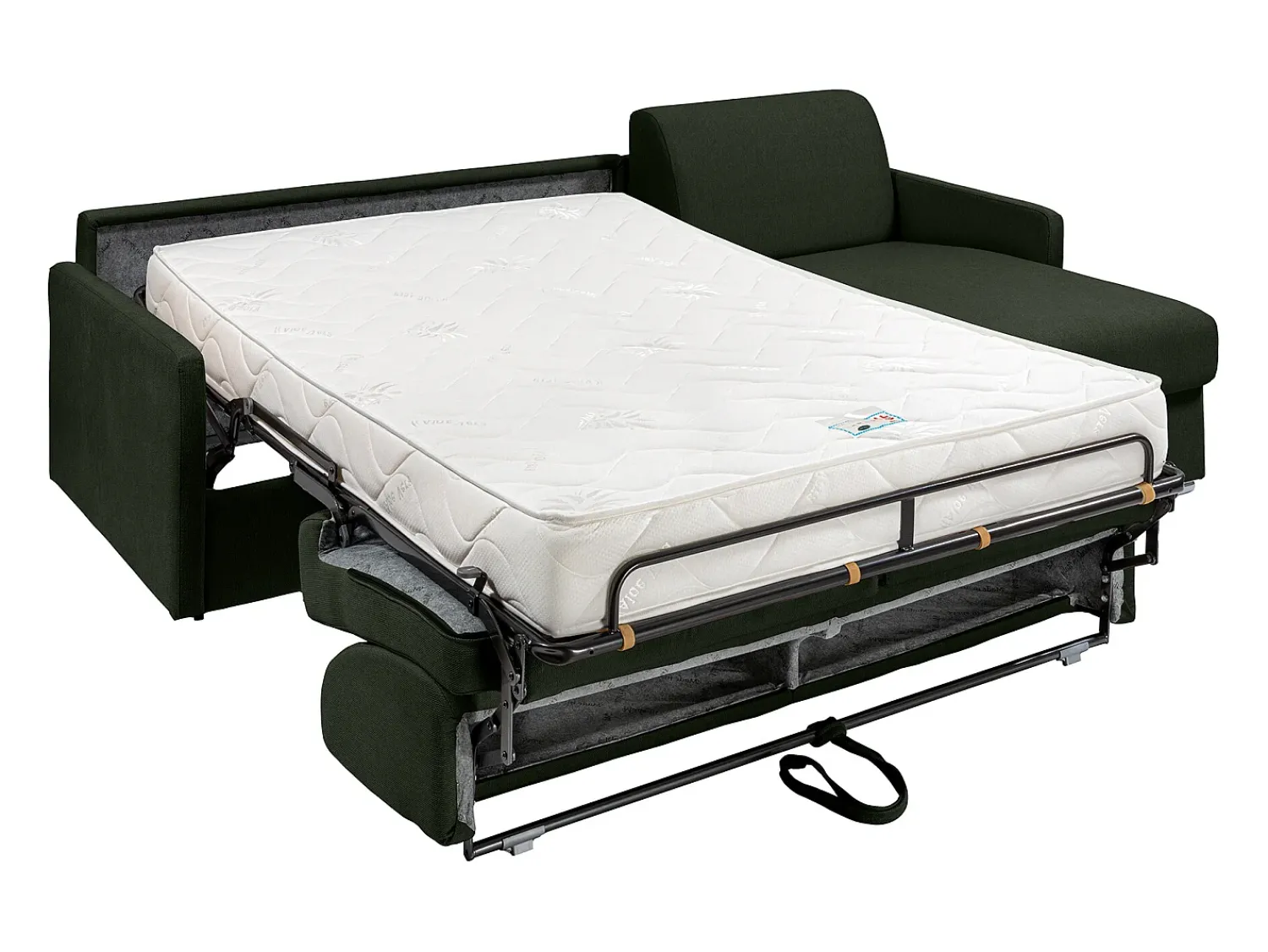 Vente-unique Sofá canto convertível abert. rápida tecido , cama 160cm e colchão 18cm CALIFE^ Sofá