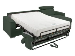 Vente-unique Sofá canto convertível abert. rápida veludo canelado , cama ripas largas 160cm VIZIR^ Sofá