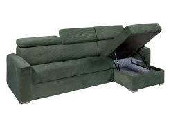 Vente-unique Sofá canto convertível abert. rápida veludo canelado , cama ripas largas 160cm VIZIR^ Sofá