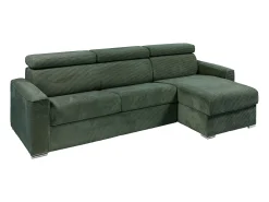Vente-unique Sofá canto convertível abert. rápida veludo canelado , cama ripas largas 160cm VIZIR^ Sofá