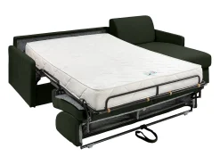 Sofá|Vente-unique Sofá canto convertível abert. rápida tecido , cama 140cm e colchão 18cm CALIFE Verde pinho