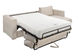 Vente-unique Sofá canto convertível abertura rápida veludo canelado cama ripas largas 140cm LORETO^ Sofá
