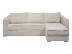 Vente-unique Sofá canto convertível abertura rápida veludo canelado cama ripas largas 140cm LORETO^ Sofá