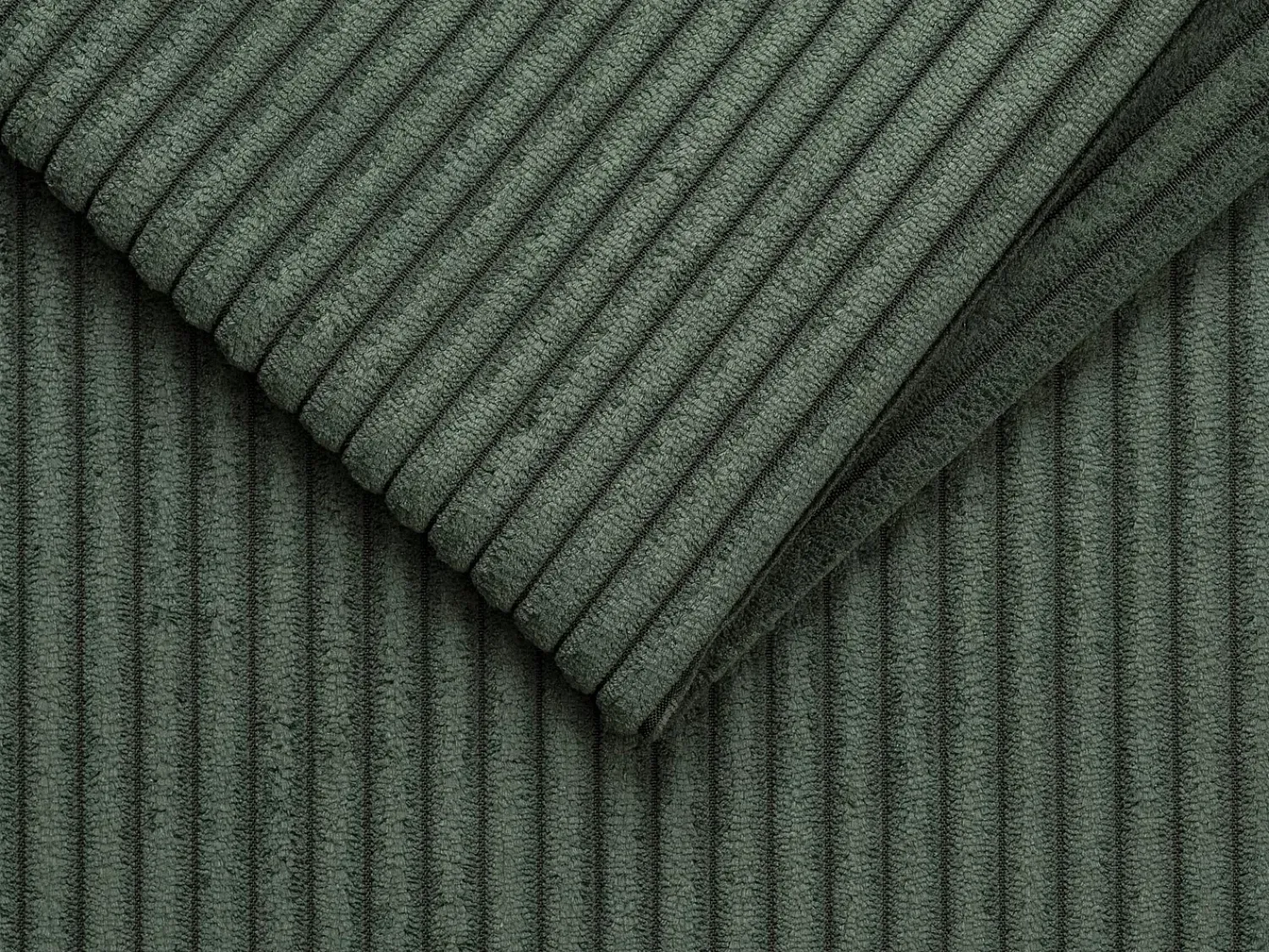 Vente-unique Sofá canto convertível abert. rápida veludo canelado verde cama ripas largas 140cm LORETO^ Sofá