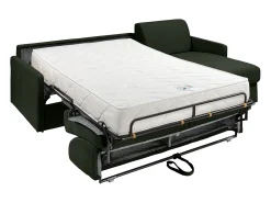 Sofá|Vente-unique Sofá canto convertível abert. rápida tecido , cama 140cm e colchão 22cm CALIFE Verde pinho