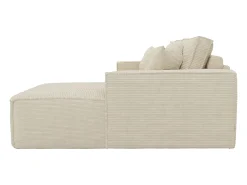 Sofá|Vente-unique Sofá canto direito convert. abert. ráp. veludo canelado 130 cm colchão 13 cm memória Bege