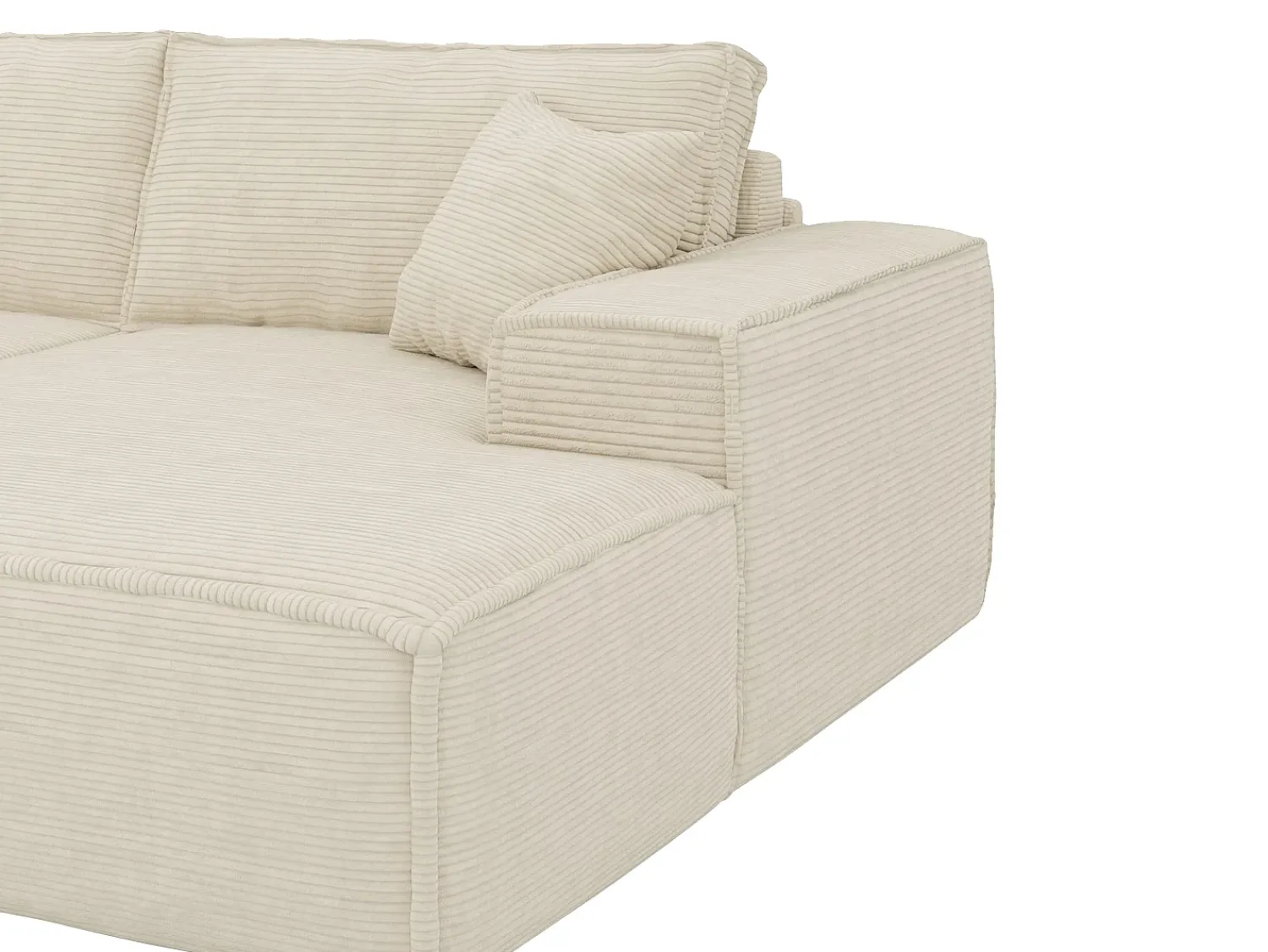 Sofá|Vente-unique Sofá canto direito convert. abert. ráp. veludo canelado 130 cm colchão 13 cm memória Bege
