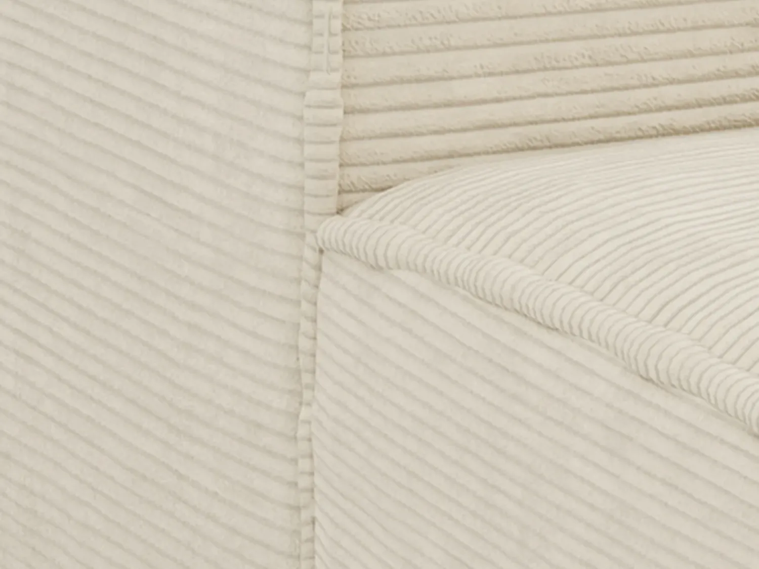 Sofá|Vente-unique Sofá canto direito convert. abert. ráp. veludo canelado 130 cm colchão 13 cm memória Bege
