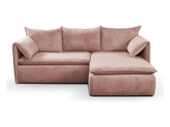 Discount Vente-unique Sofá canto direito convertível em veludo canelado cor-de-rosa - TEODORA de PASCAL MORABITO Rosa claro