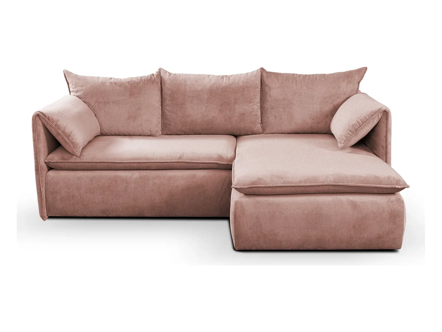 Discount Vente-unique Sofá canto direito convertível em veludo canelado cor-de-rosa - TEODORA de PASCAL MORABITO Rosa claro