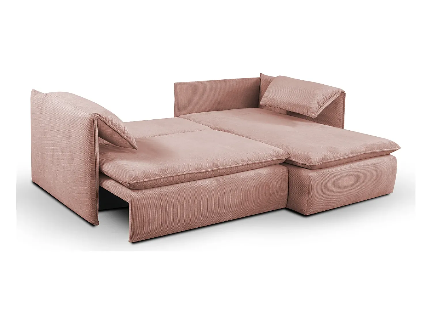 Discount Vente-unique Sofá canto direito convertível em veludo canelado cor-de-rosa - TEODORA de PASCAL MORABITO Rosa claro