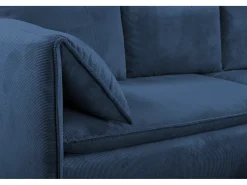 Clearance Vente-unique Sofá canto direito convertível veludo canelado azul-marinho - TEODORA de PASCAL MORABITO Azul escuro