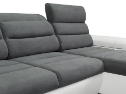 Hot Vente-unique Sofá canto direito modular tecido e pele sintética cinza e branco BOILEAU Cinzento / Branco