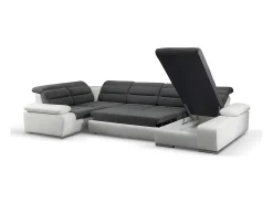Hot Vente-unique Sofá canto direito modular tecido e pele sintética cinza e branco BOILEAU Cinzento / Branco