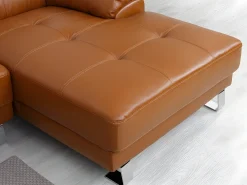 Clearance LINEA SOFA Sofá canto em pele Caramelo -Canto esquerdo - EXCELSIOR II Camel