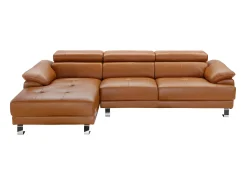 Clearance LINEA SOFA Sofá canto em pele Caramelo -Canto esquerdo - EXCELSIOR II Camel