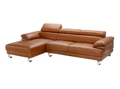 Clearance LINEA SOFA Sofá canto em pele Caramelo -Canto esquerdo - EXCELSIOR II Camel