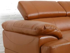 Clearance LINEA SOFA Sofá canto em pele Caramelo -Canto esquerdo - EXCELSIOR II Camel