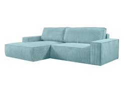 Sale Vente-unique Sofá canto esquerdo convertível em veludo canelado azul-turquesa - AMELIA de PASCAL MORABITO Azul turquesa