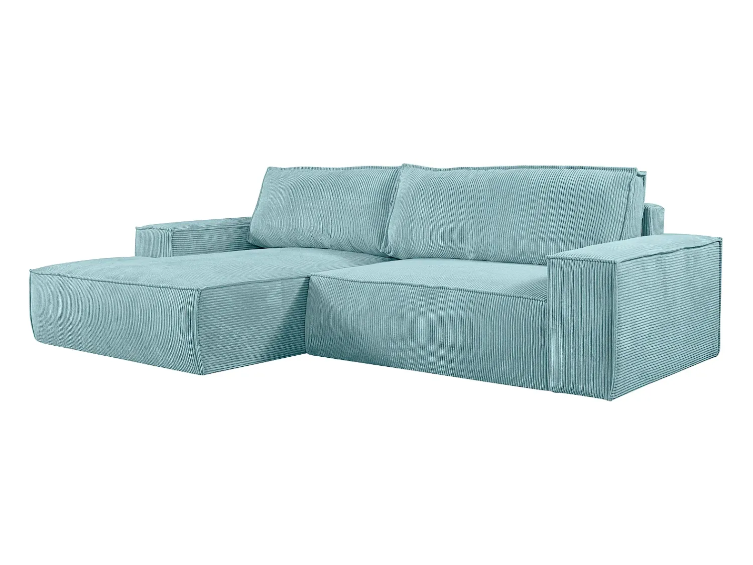 Sale Vente-unique Sofá canto esquerdo convertível em veludo canelado azul-turquesa - AMELIA de PASCAL MORABITO Azul turquesa