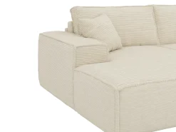 Outlet Vente-unique Sofá canto esquerdo convert. abert. ráp. veludo canelado 130 cm colchão 13 cm memória Bege