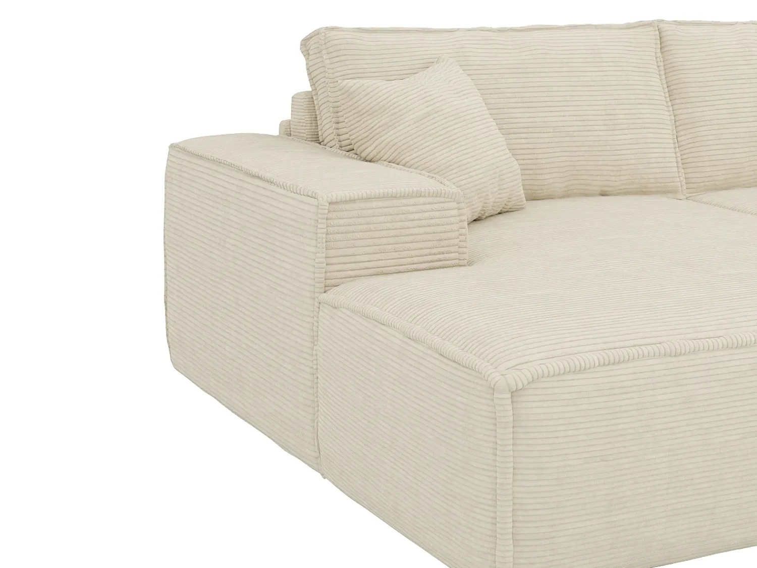 Outlet Vente-unique Sofá canto esquerdo convert. abert. ráp. veludo canelado 130 cm colchão 13 cm memória Bege