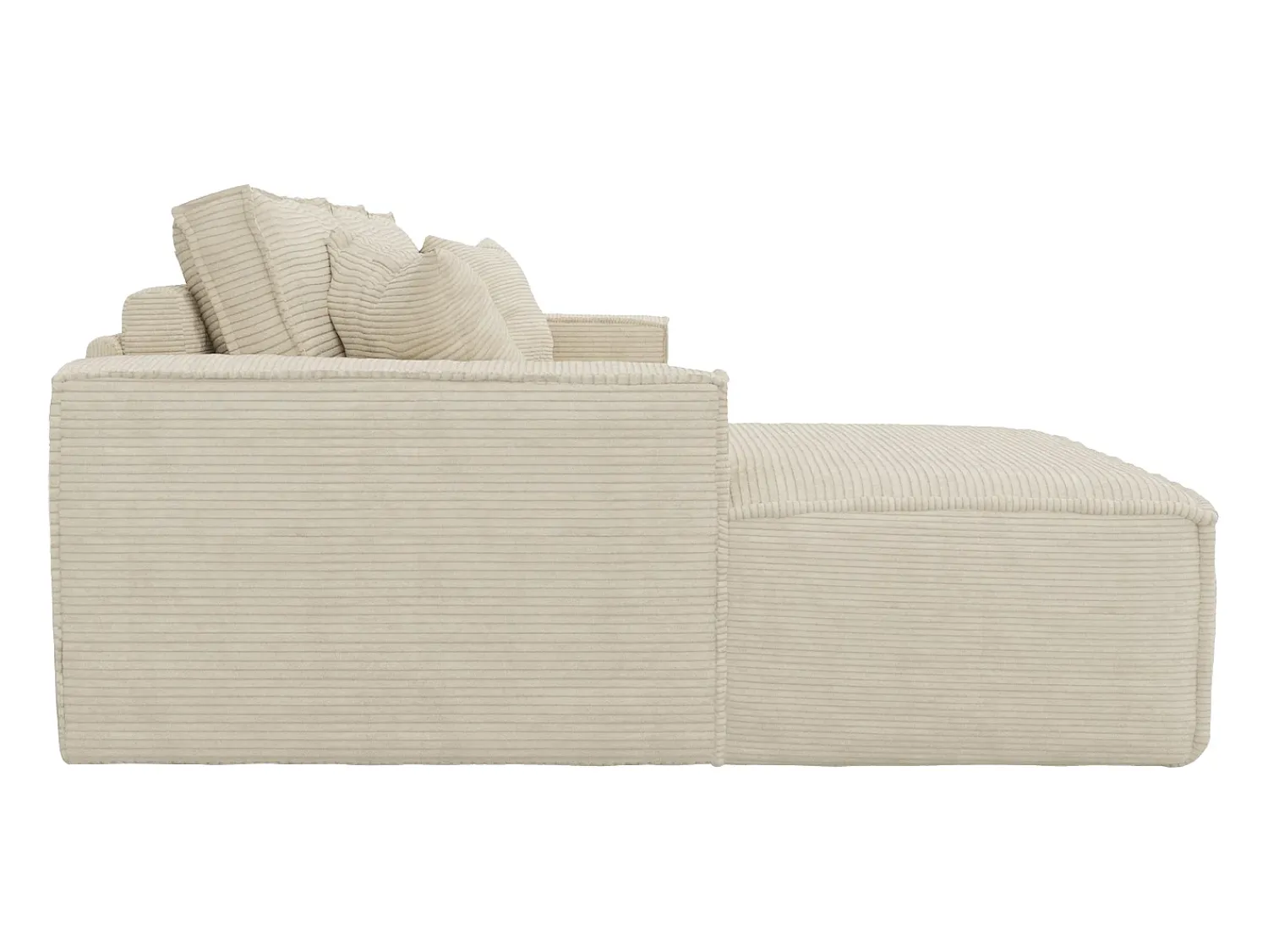 Outlet Vente-unique Sofá canto esquerdo convert. abert. ráp. veludo canelado 130 cm colchão 13 cm memória Bege