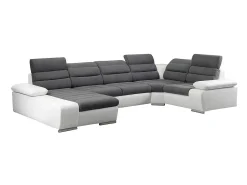 Sale Vente-unique Sofá canto esquerdo modular tecido e pele sintética cinza e branco BOILEAU Cinzento / Branco