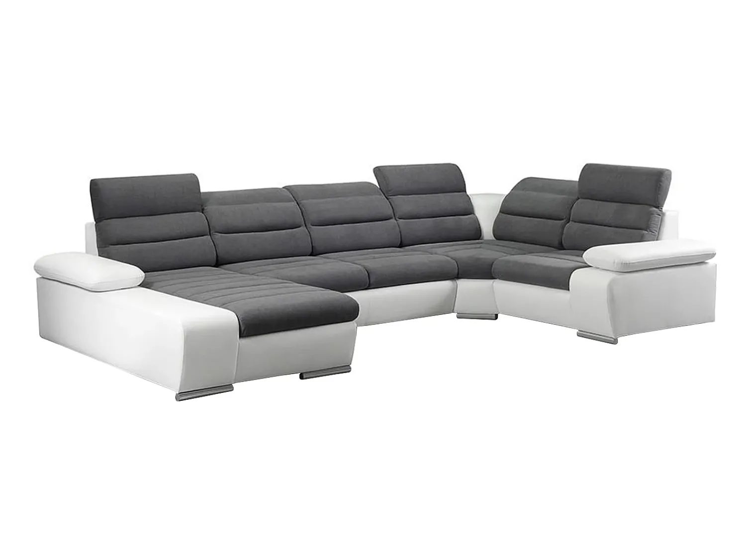Sale Vente-unique Sofá canto esquerdo modular tecido e pele sintética cinza e branco BOILEAU Cinzento / Branco