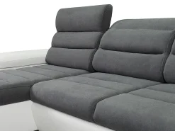 Sale Vente-unique Sofá canto esquerdo modular tecido e pele sintética cinza e branco BOILEAU Cinzento / Branco