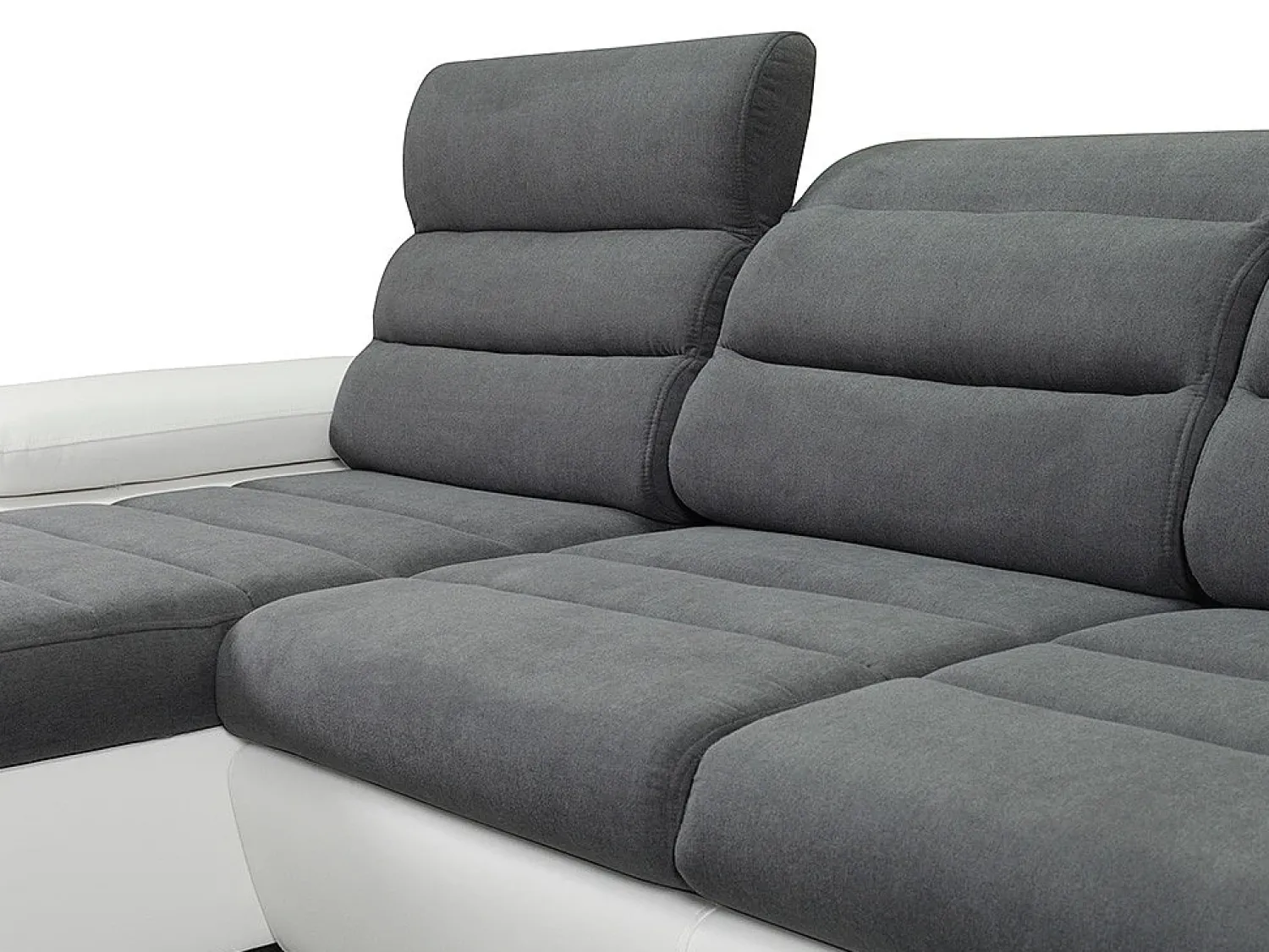Sale Vente-unique Sofá canto esquerdo modular tecido e pele sintética cinza e branco BOILEAU Cinzento / Branco