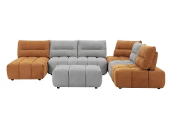Sofá|Vente-unique Sofá canto panorâmico modular e pufe encosto função avança-recua cinza e terracota APOLIU Cinzento claro / Terracota