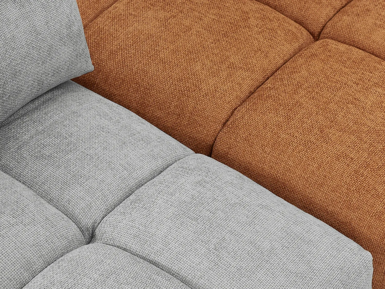 Sofá|Vente-unique Sofá canto panorâmico modular e pufe encosto função avança-recua cinza e terracota APOLIU Cinzento claro / Terracota