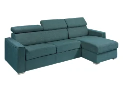 Vente-unique Sofá canto reversível convertível abert. rápida tecido bege, cama 160 cm, esp. 14 cm VIZIR^ Sofá