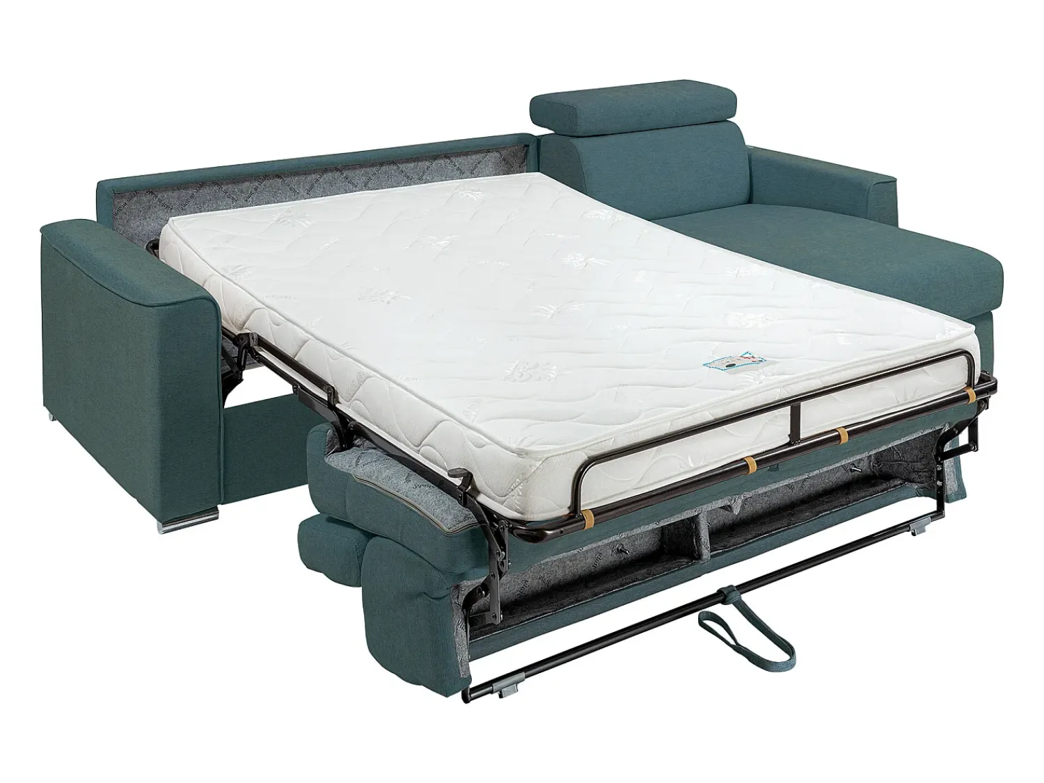 Vente-unique Sofá canto reversível convertível abert. rápida tecido bege, cama 160 cm, esp. 14 cm VIZIR^ Sofá