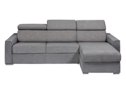 Vente-unique Sofá canto reversível convertível abert. rápida tecido bege, cama 140 cm, esp. 22 cm VIZIR Cinza antracite