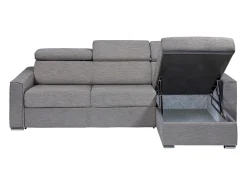 Vente-unique Sofá canto reversível convertível abert. rápida tecido bege, cama 140 cm, esp. 22 cm VIZIR Cinza antracite
