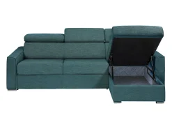 Vente-unique Sofá canto reversível convert. abert. rápida tecido bege ripas largas 160cm E.18cm VIZIR^ Sofá