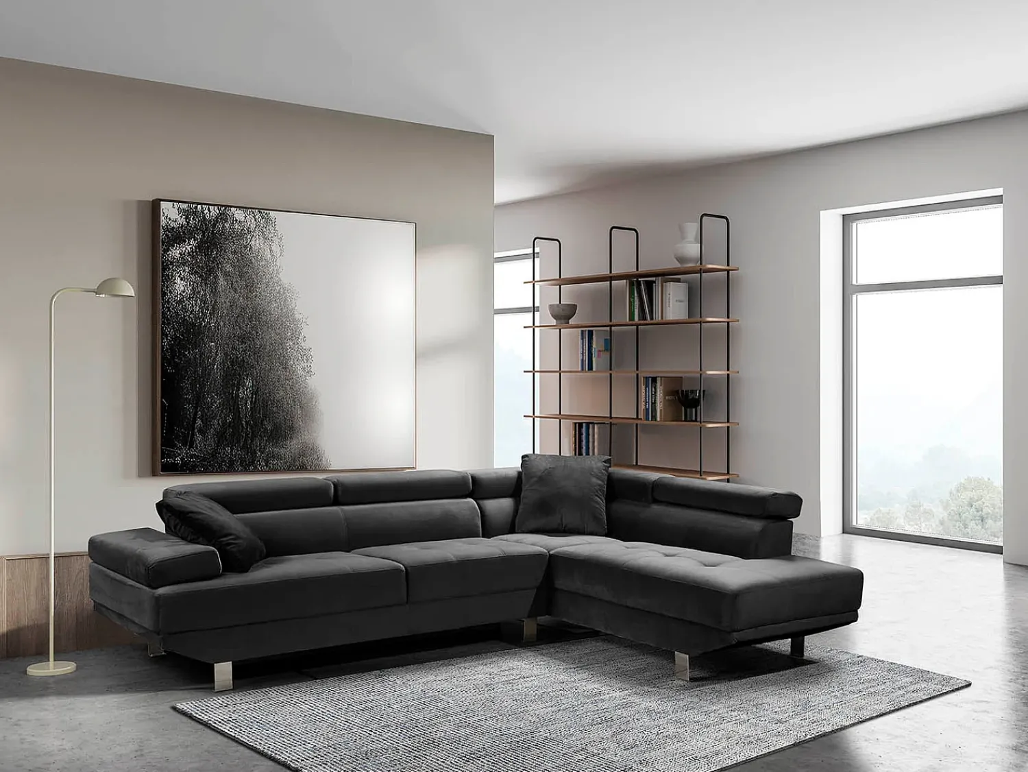 Online Saldosystocks Sofá Chaise Longue de Canto Daniela 262cm Preto