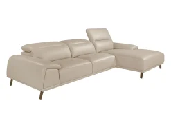 Angel Cerda Sofá chaise longue direito em pele cinzenta taupe 6150^ Sofá