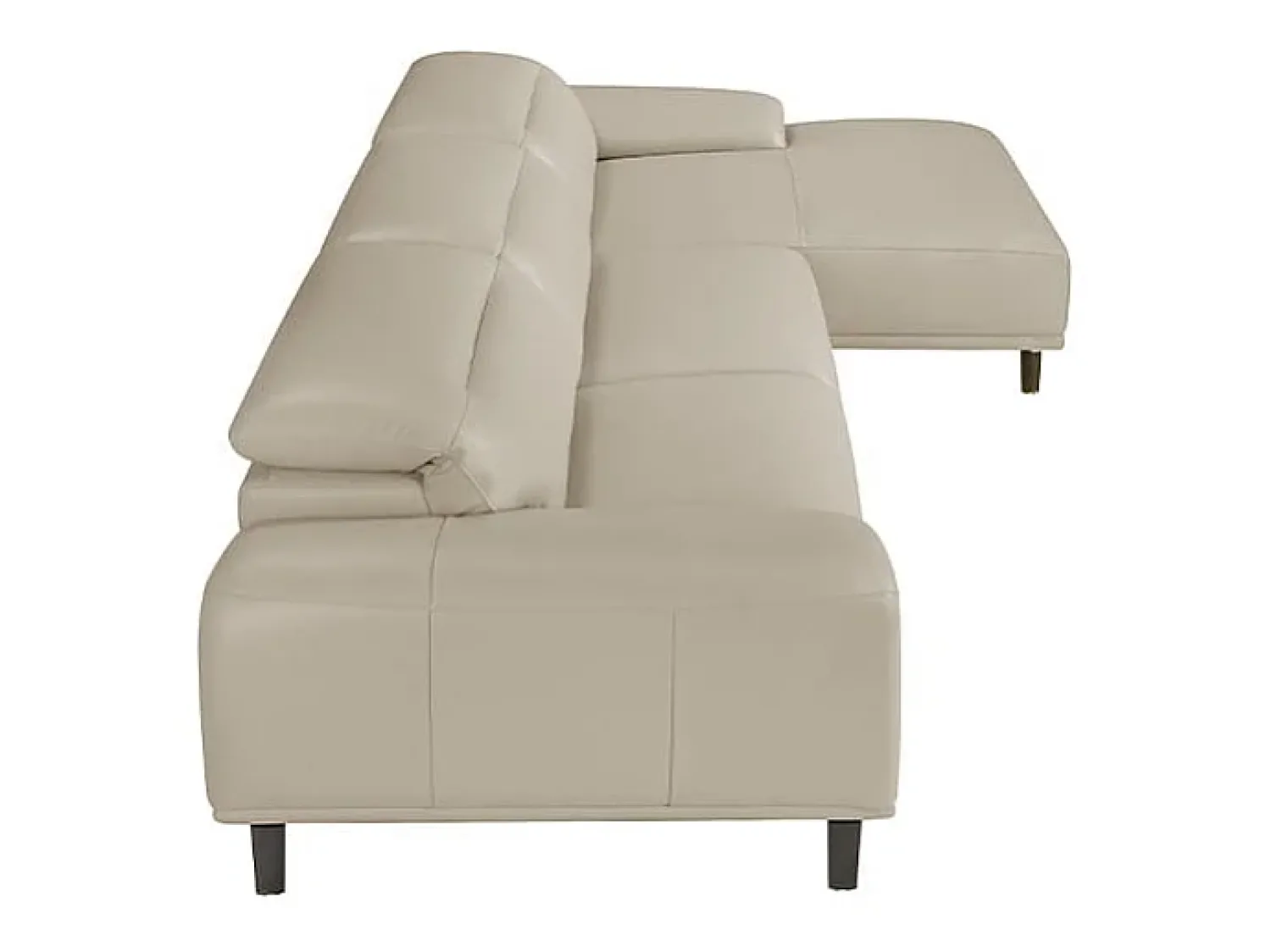 Angel Cerda Sofá chaise longue direito em pele cinzenta taupe 6150^ Sofá