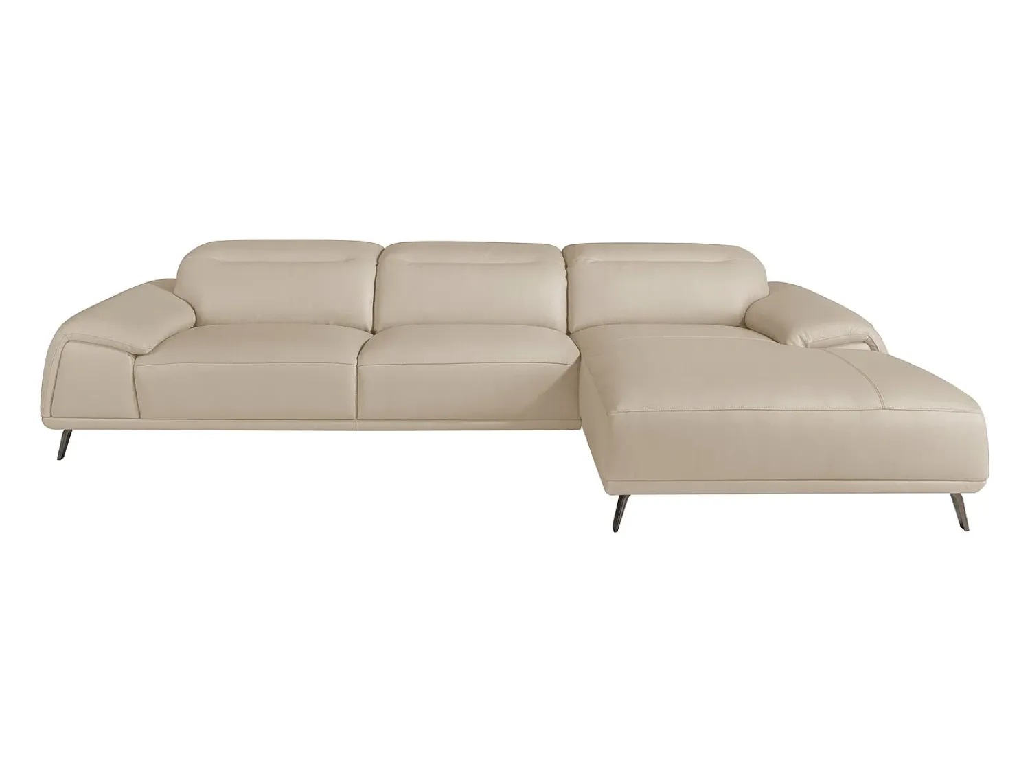 Angel Cerda Sofá chaise longue direito em pele cinzenta taupe 6150^ Sofá