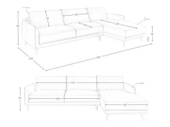 Sofá*Angel Cerda Sofá chaise longue direito em pele 6199 Verde