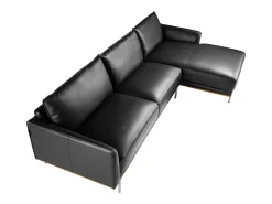 Angel Cerda Sofá chaise longue direito em pele preta 6197^ Sofá