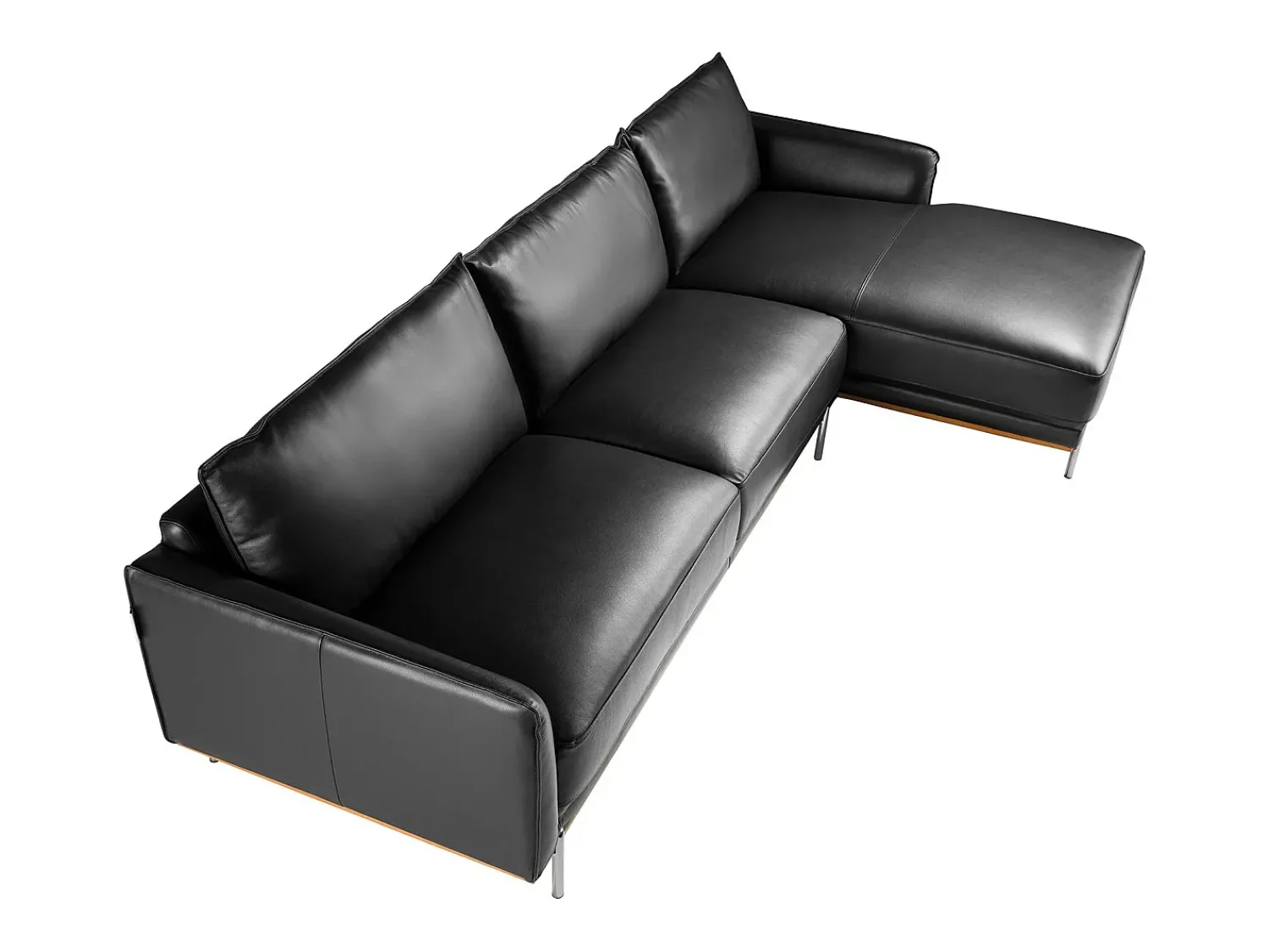 Angel Cerda Sofá chaise longue direito em pele preta 6197^ Sofá