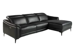 Angel Cerda Sofá chaise longue direito em couro 6205 Preto