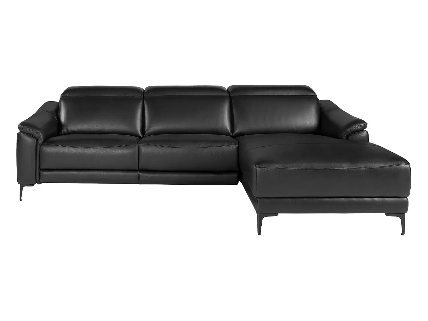 Angel Cerda Sofá chaise longue direito em couro 6205 Preto