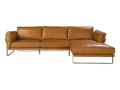 Sofá|Angel Cerda Sofá chaise longue direito em pele camel 6232 Castanho