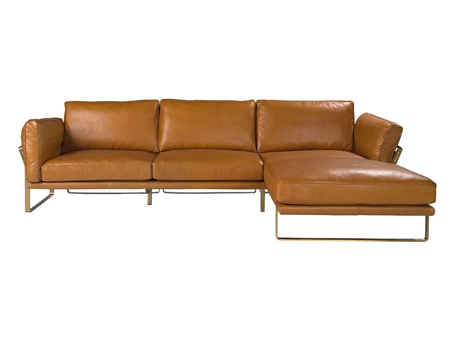 Sofá|Angel Cerda Sofá chaise longue direito em pele camel 6232 Castanho