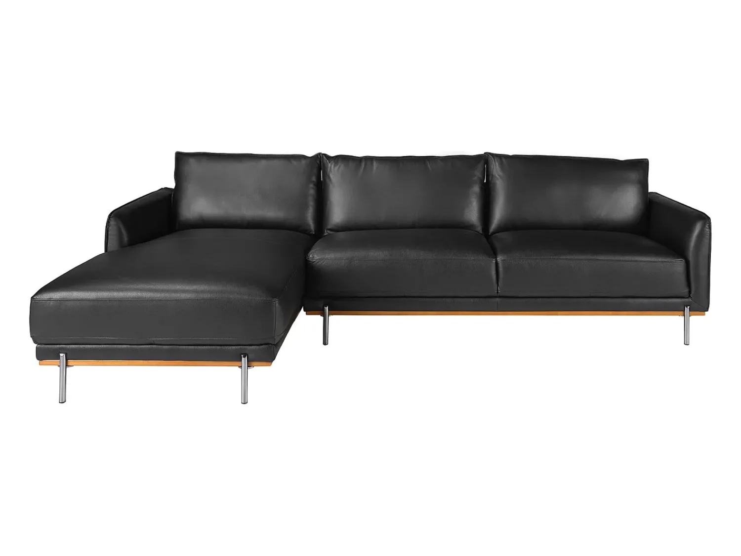Angel Cerda Sofá chaise longue esquerdo em pele preta 6198^ Sofá